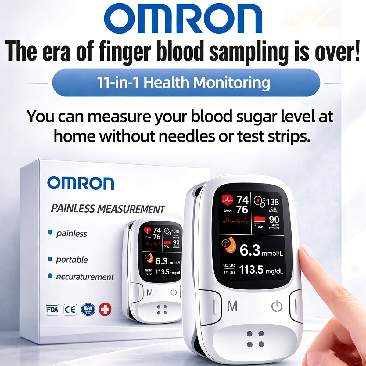 【11-in-1】Omron Non-Invasive Smart Blood Glucose Meter — Smart Health Check