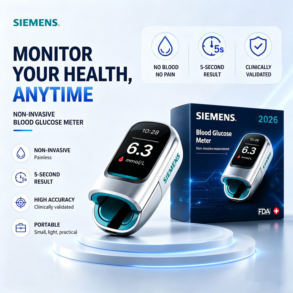 Siemens™ new non-invasive smart blood glucose meter