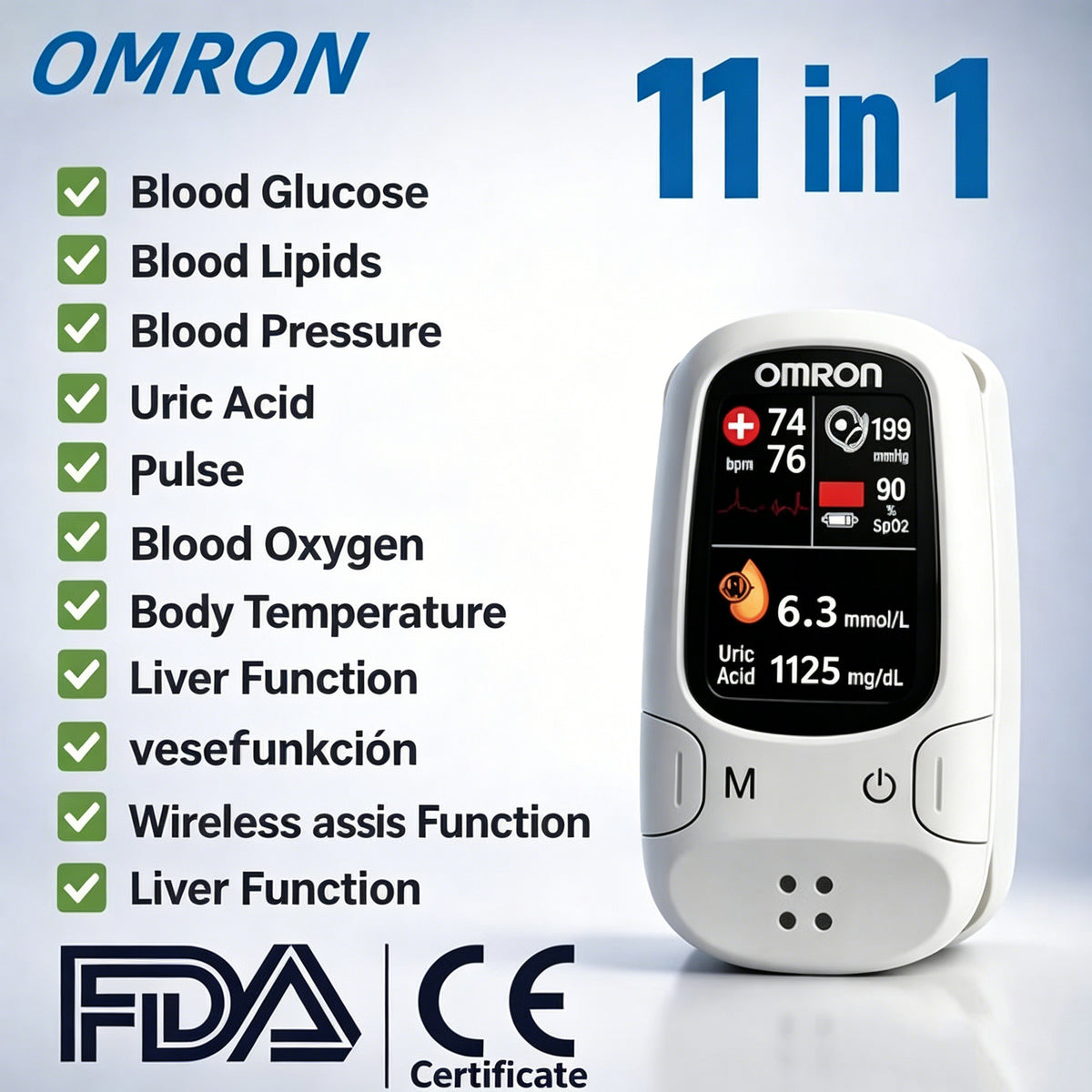 Omron™ 2026 New Smart Non-Invasive Blood Glucose Monitor – Needle-Free Measurement
