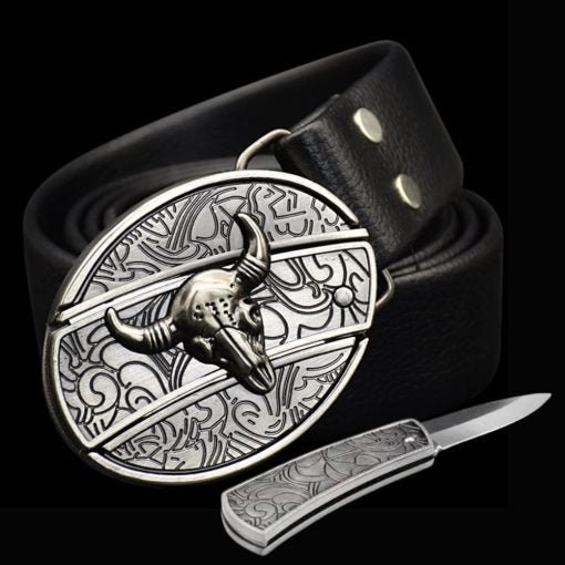 đ„LAST DAY 50% OFFđ„Fashion Punk Men's Genuine Leather Belt With Knife