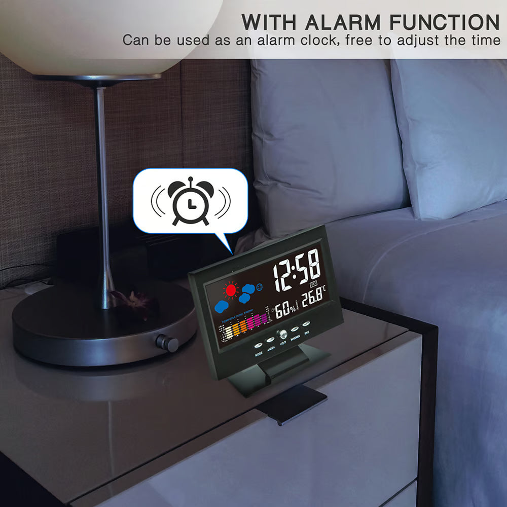 (đHot Saleđ)Digital LED Temperature Humidity Monitor Weather Forecast LED Table Alarm Clock