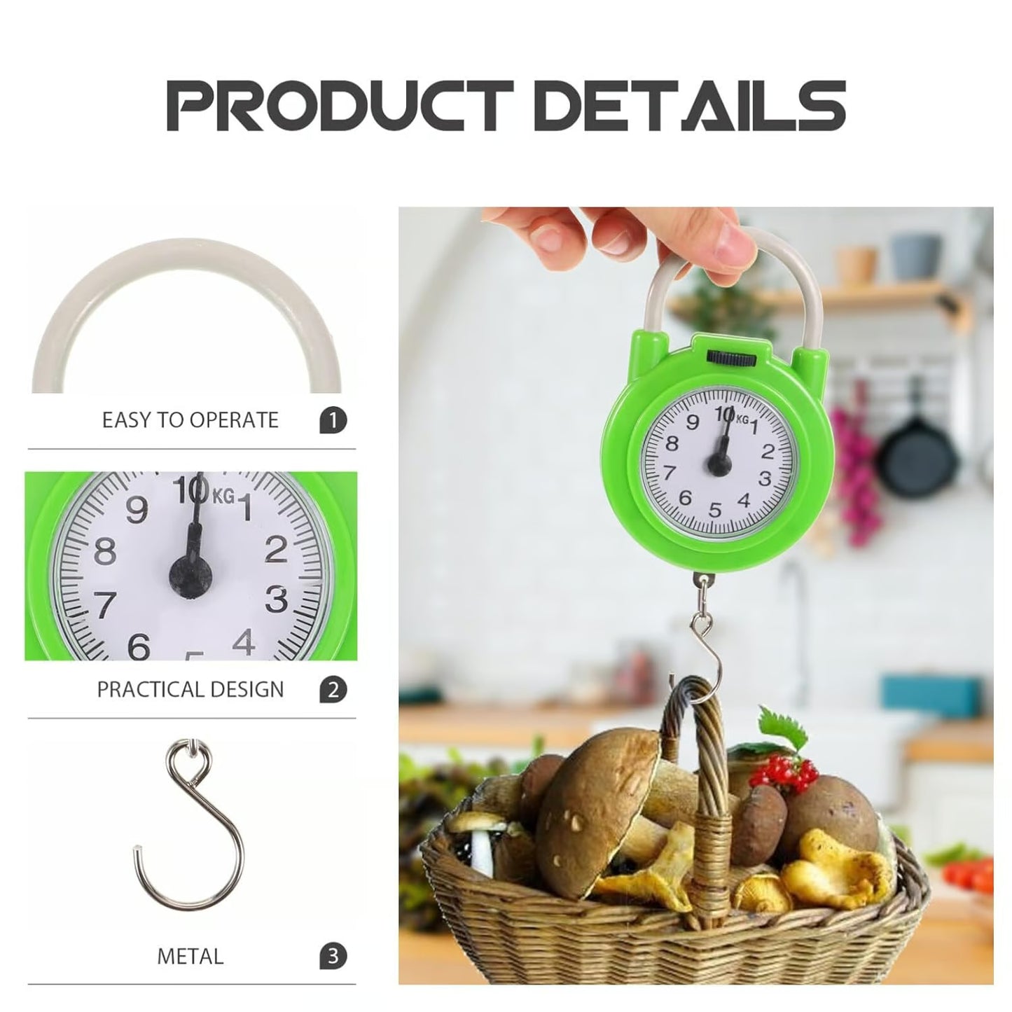 10KG Digital Spring Scale Handle Fishing Scale Portable Travel Luggage Weighing Scale with Hook Outdoor Fishing Tools