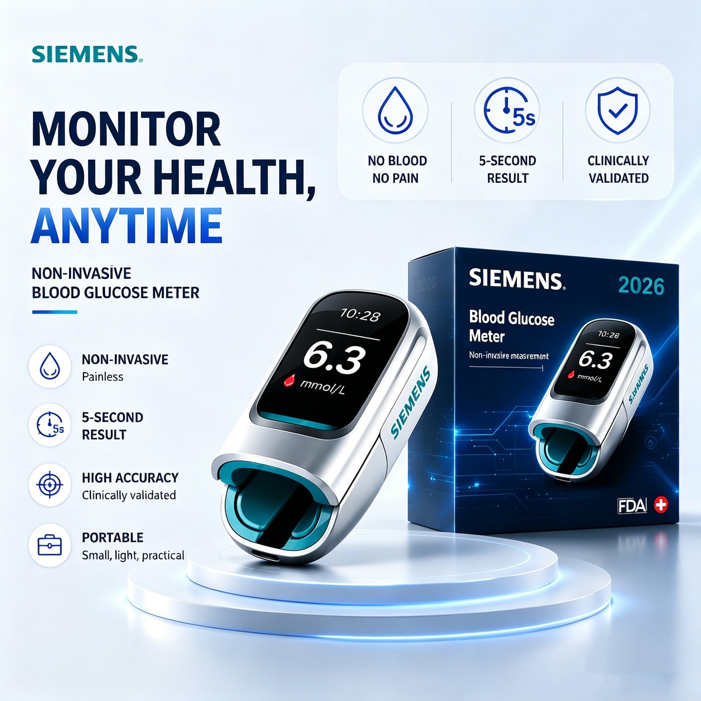 Siemens™ new non-invasive smart blood glucose meter