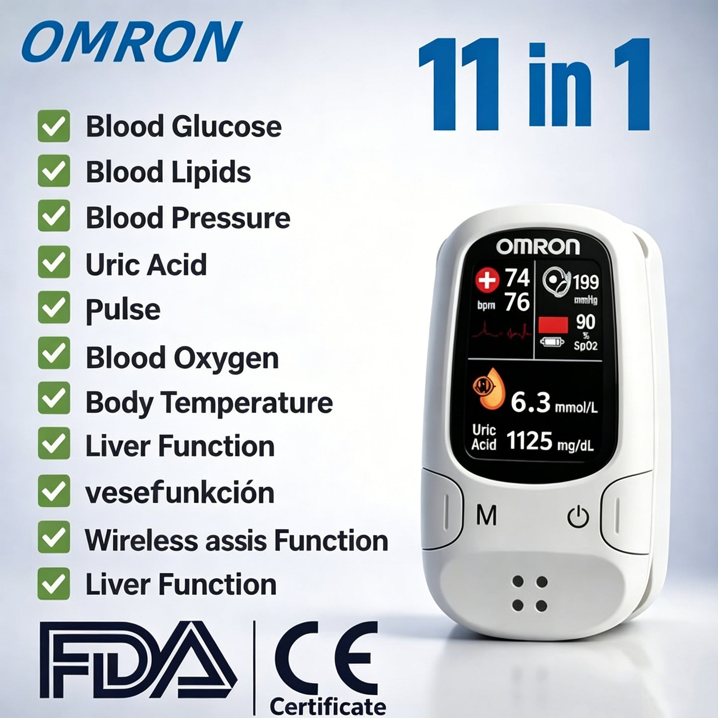 Omron™ 2026 New Smart Non-Invasive Blood Glucose Monitor – Needle-Free Measurement