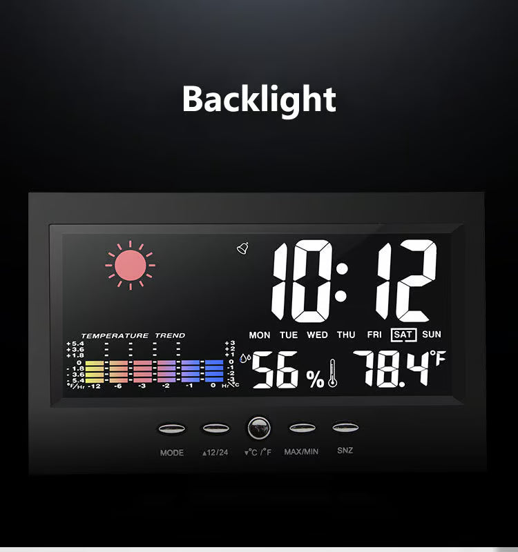 (🎁Hot Sale🎁)Digital LED Temperature Humidity Monitor Weather Forecast LED Table Alarm Clock