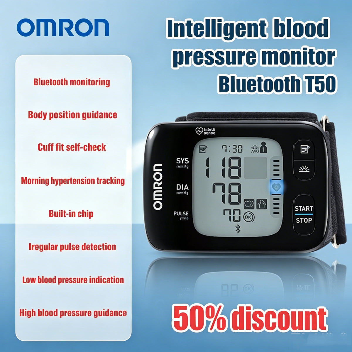 [93rd Anniversary Celebration] Omron T50 Smart Bluetooth Wrist Blood Pressure Monitor