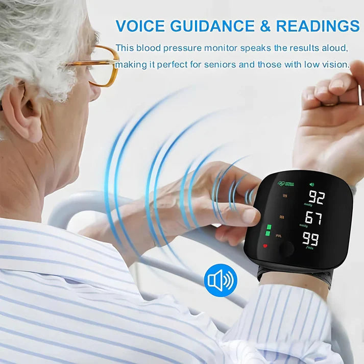 Wrist Blood Pressure Monitor Led Display, Touch Screen Wrist Blood Pressure Cuff 99x2 Reading Memory