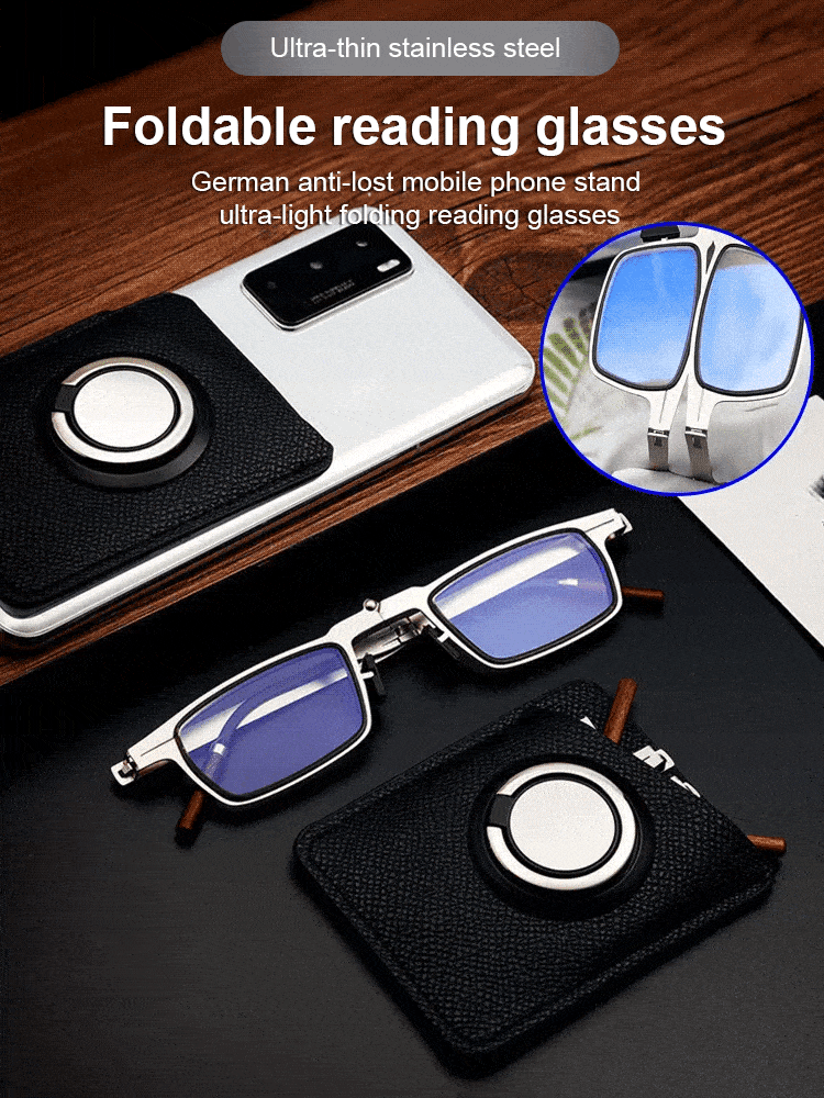Reading glasses attached to the back of the phone