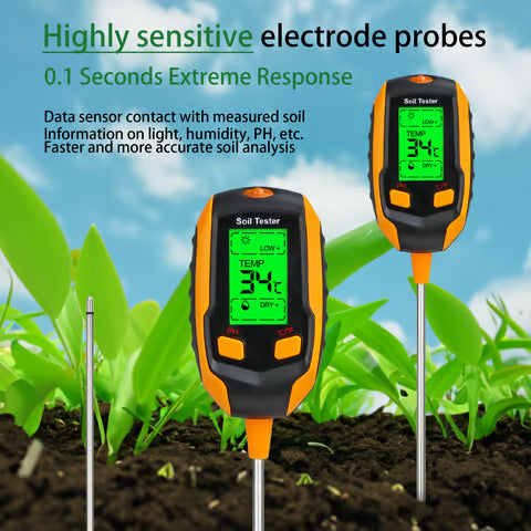 Digital 4-in-1 Soil Test Meter, large LCD screen, probe accurately quick measure